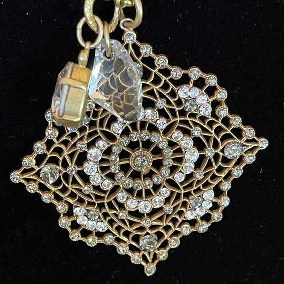 Bold double chain statement necklace w/ crystal and matched earrings -- Niquea.d - Picture 11 of 16